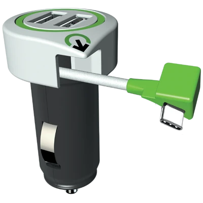 q2power Auto punjač, Dual USB, 3.1A, type C konektor - TRIPLE USB CAR CHARGER C