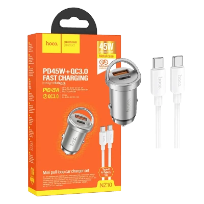 hoco. Auto punjač, brzi, sa type C kabelom, PD45W+QC3.0 - NZ10 Handy, type C