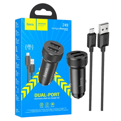 hoco. Auto punjač sa microUSB kabelom, 2 x USB, 2.4 A, 12W - Z49 Level