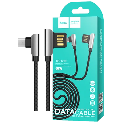 hoco. USB kabl za smartphone, micro USB, 1.2 met., 2.4 A, crna - U42 Exquisite steel, Micro USB, BK