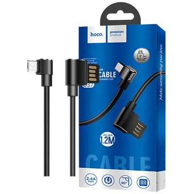hoco. USB kabl za smartphone, micro USB, kutni 90°, 1.2 met,crna - U37 Long Roam, Micro USB , BK