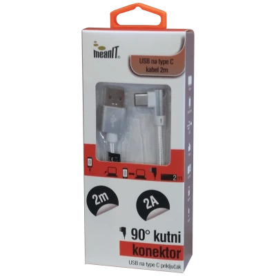 MeanIT USB kabl za smartphone USB type C, kutni 90°, 2 A - Kabel USB type C, 90°