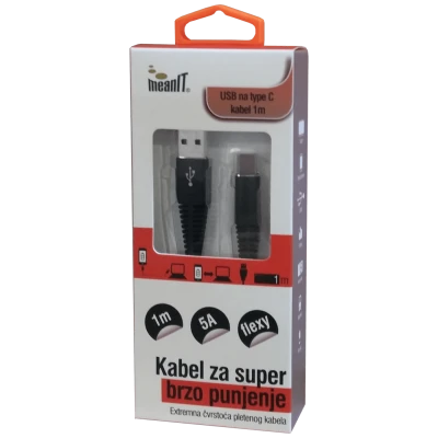 MeanIT USB kabl za smartphone USB type C, 5 A - Kabel USB za brzo punjenje