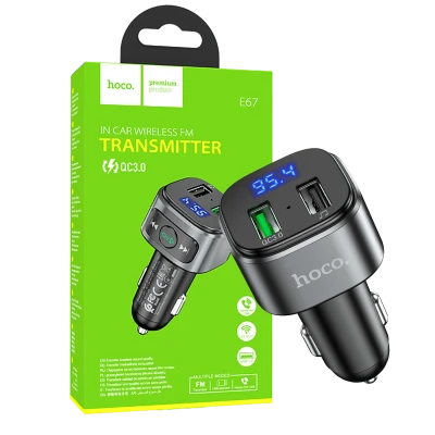 hoco. FM modulator, E67, Bluetooth, 12/24 V, USB QC 18W - E67 Fighter