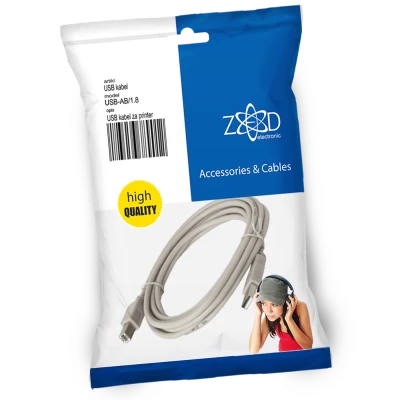 ZED electronic USB kabl za printer, dužina 1.8 metara - USB-AB/1.8
