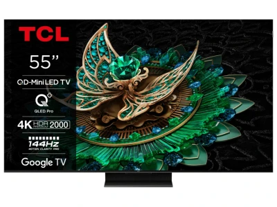 TCL 55"C765 QD-Mini LED 4K TVHDR 2400 nits; QLED PRO;ONKYO 2.1ch; 144Hz VRR; Google TV