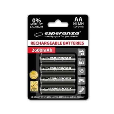 Punjive baterije ESPERANZA RECHARGEABLE Ni-MH  AA 2600MAH 4kom. black, EZA106