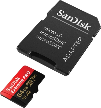 Micro SD SanDisk SDXC 64GB Extreme Pro 200MB/s A2 C10 V30 sa adapterom UHS-I US SDSQXCU-064G-GN6MA