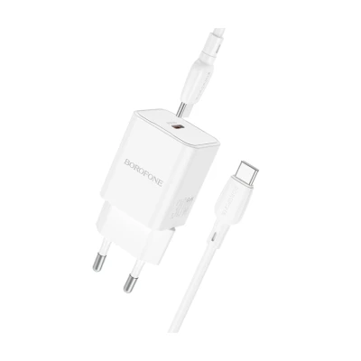 USB punjač sa kablom 1m Type-C to Type-C BOROFONE BN13 Safety PD30W single-port set white