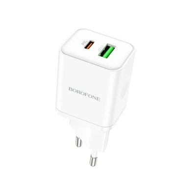USB punjač BOROFONE BN7 PD20W+QC3.0 USB+Type-C white