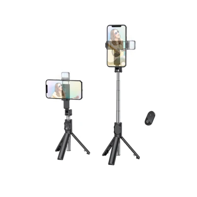Stativ tripod selfie za mobitel do 6,7" + daljinski bluetooth BOROFONE BY8 Magic fill light live broadcast black