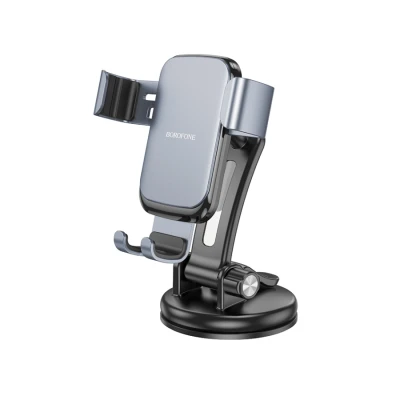 Univerzalni auto držač nosač za mobitel BOROFONE BH95 Warrior gravity car center console black metal gray