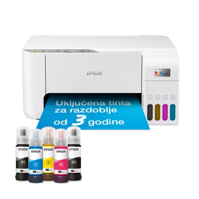 Printer Epson MFP EcoTank ITS L3276 print/scan/copy 33str/min BW. 15str/min color. rezolucija printanja 5.760 x 1.440 dpi. USB+WiFi. Boja bijela