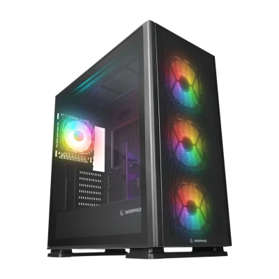 Kućište gaming RAMPAGE VANGUARD V2 Black Mesh Easy Tempered Glass Vertical VGA Holder 4*RGB Fan Hub E-ATX Big-T, 39846