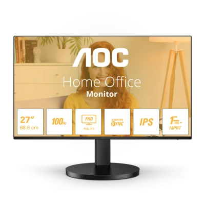 MONITOR AOC 27" 27B3HA2  IPS, 16:9, 1920x1080, 100Hz, 1ms, 250 cd/m2, 1300:1, VGA, HDMI, VESA, Ultra Narrow, Adaptive Sync, 2 W x 2, Black, VESA 3y