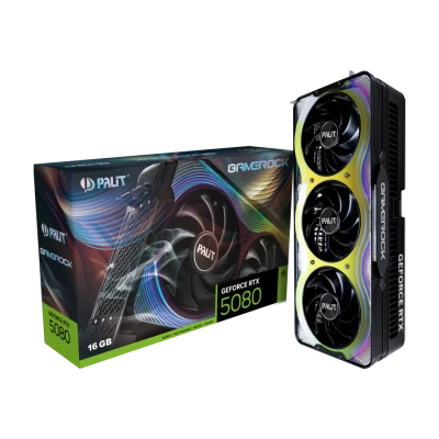 VGA Palit GeForce RTX 5080 GameRock 16GB GDDR7 256-bit, 3xDP, 1xHDMI, NE75080019T2-GB2030G
