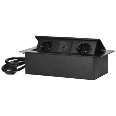 Orno Produžni kabel sa 2 x Schuko utičnice + 2 x USB, ugradbena - OR-GM-9035(GS)/B