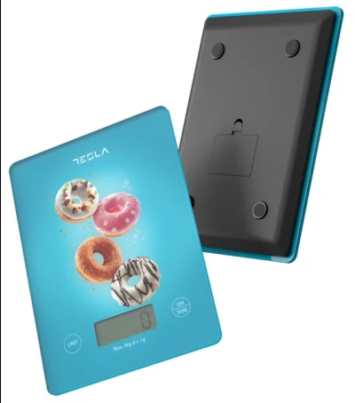 TESLA Kuhinjska vaga KS100BLKapacite 5 kg; 2XAAA baterija; Jedinica: g/fl.oz/oz/ml/lb