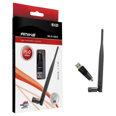 Amiko Wi-Fi mrežna kartica, USB, 2.4 GHz, 5 dB, 150 Mbps - WLN-880