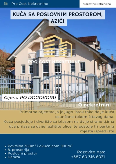 KUĆA SA GARAŽOM I POSLOVNIM PROSTOROM- AZIĆI