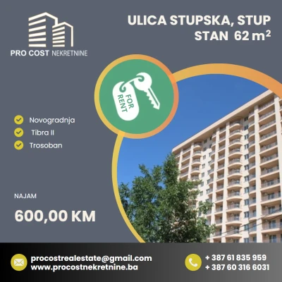 Stup – Trosoban stan 62m2, Tibra II – [Iznajmljivanje]