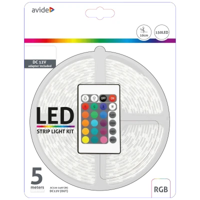 Avide LED traka sa daljinskim upravljačem, RGB, 7.2W, 12V, 5 met. - ABLSBL12V5050-30RGB65