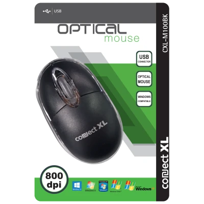 Connect XL Miš optički, 800dpi, USB, crna boja - CXL-M100BK