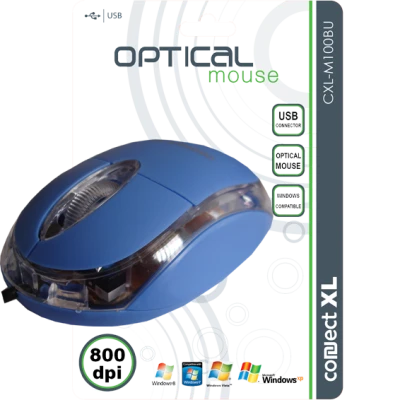 Connect XL Miš optički,  800dpi, USB, plava boja - CXL-M100BU