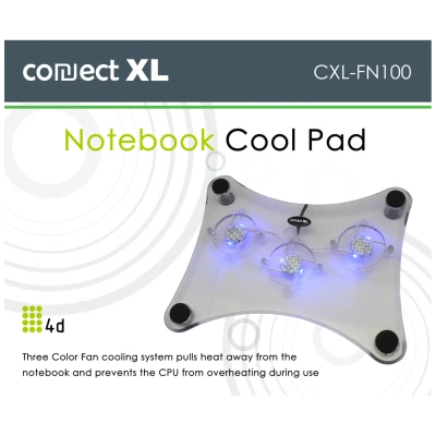 Connect XL Hladnjak za laptop 4D, 12"-15", 3 ventilatora, konekcija USB - CXL-FN100