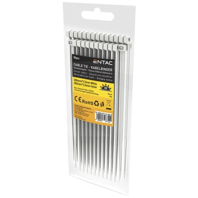 Entac Plastične vezice 2,5mm x 200mm, 50 kom. - Cable Tie 2.5mmx200mm White