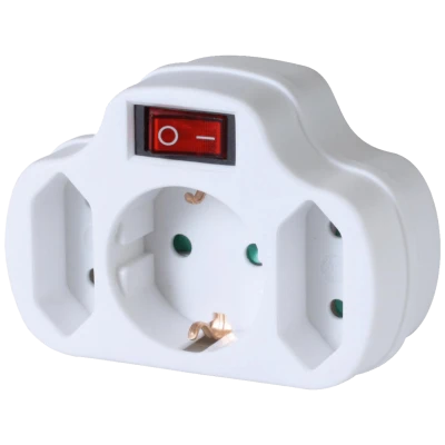 home Utičnica sa prekidačem, 1 x schuko + 2 x EURO - NVK 3/WH