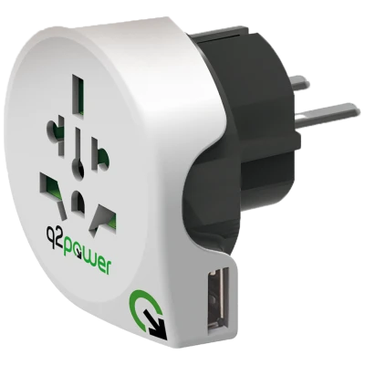 q2power Adapter, putni, univerzalni sa USB-om - WORLD TO EUROPE USB