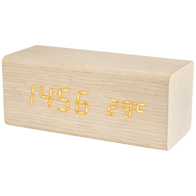 home Sat sa alarmom i termometrom, drveno kućište - OC 06