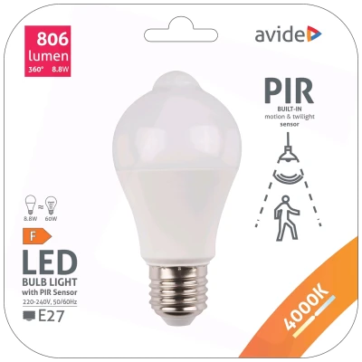 Avide Sijalica sa PIR senzorom, LED 8.8W, E27, 4000K - Smart LED Globe A60 8.8W