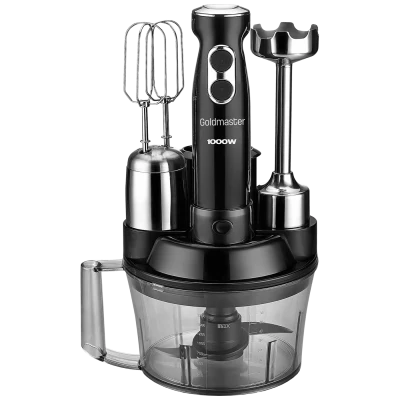 Goldmaster Štapni mikser sa posudom, 5u1, 1000 W, Multipraktik - GM-7239B Elena Max Black