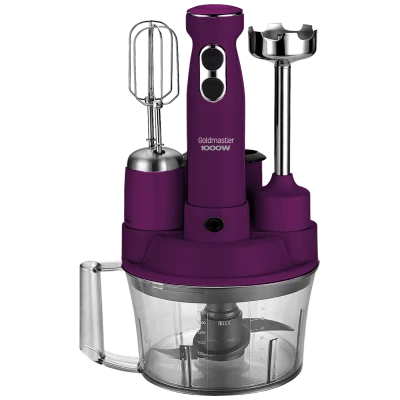 Goldmaster Štapni mikser sa posudom, 5u1, 1000 W, Multipraktik - GM-7239M Elena Max Purple