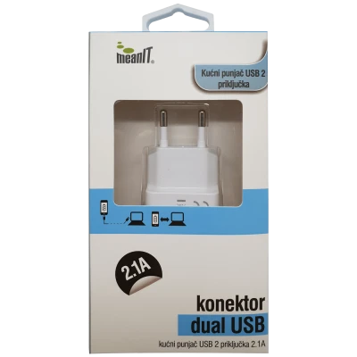 MeanIT Punjač kućni za smartphone, tablete, 2.1A - PUNJAČ ZA TABLET I SMARTPHONE USB 2