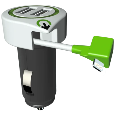 q2power Auto punjač, Dual USB, 3.1A, lightning konektor - TRIPLE USB CAR CHARGER L