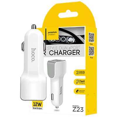 hoco. Auto punjač za smartphone, 2 x USB, 5V / 2.4 A - Z23 Grand Style Dual port