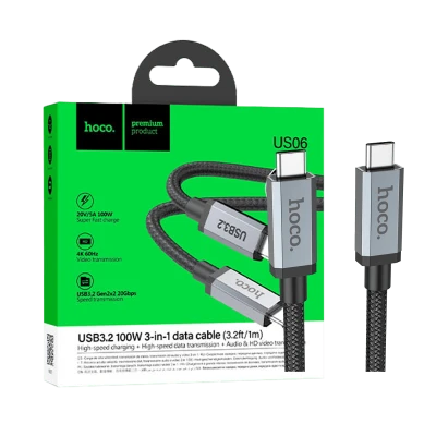 hoco. USB kabl za smartphone, 100W, US06, USB3.2 type C,  1 met. - US06 1M