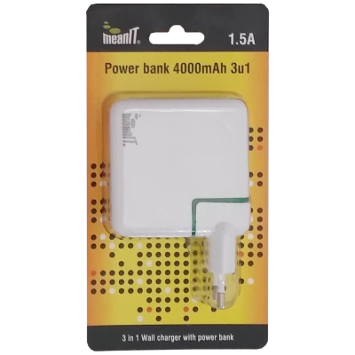 MeanIT Punjač prijenosni za mobitele + LED svjetiljka, 4000mAh - POWER BANK 4000mAh, 3IN1