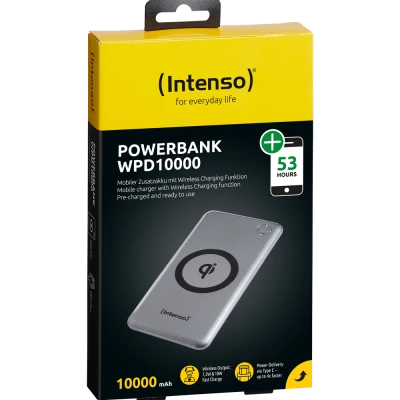 (Intenso) Prijenosni punjač za mobitele i tablete 10000mAh, bežični - POWERBANK WPD10000 silver