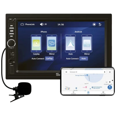 SAL Auto radio, 4 x 45W, 7" LCD Display, BT, USB, microSD - VBX910