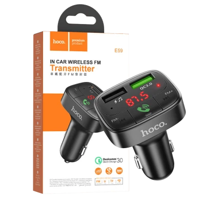 hoco. FM modulator, Bluetooth, 12/24V, 2 x USB, microSD, PD 18W - E59 Promise