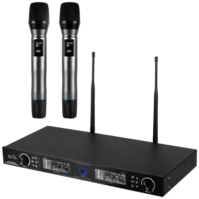 SAL Bežični set, 2 bežična mikrofona i prijemnik , 140 met. - MVN 910