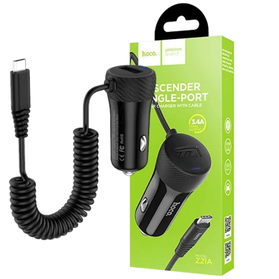 hoco. Auto punjač sa micro USB kabelom, 1 x USB,  2.4 A max. - Z21A Ascender single USB