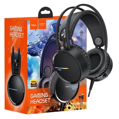 hoco. Slušalice sa mikrofonom, gaming, dužina kabela 2.4 met, crna - W100 Touring