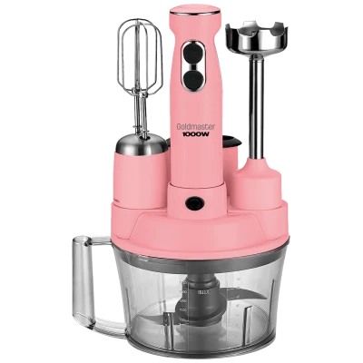 Goldmaster Štapni mikser sa posudom, 5u1, 1000 W, Multipraktik - GM-7239P Elena Max Pink