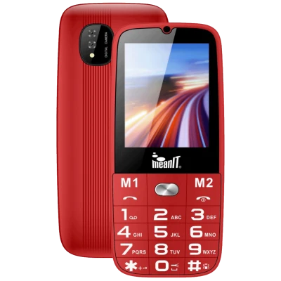 MeanIT Telefon mobilni, SOS tipka, LED svjetiljka - SENIOR 15, Crveni