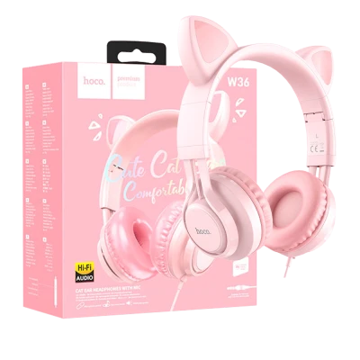 hoco. Slušalice sa mikrofonom, mačje uši, pink - W36 slušalice Mačje uši,Pink